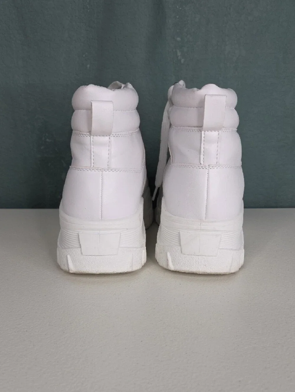 White Platform Lace-Up Women's Boots